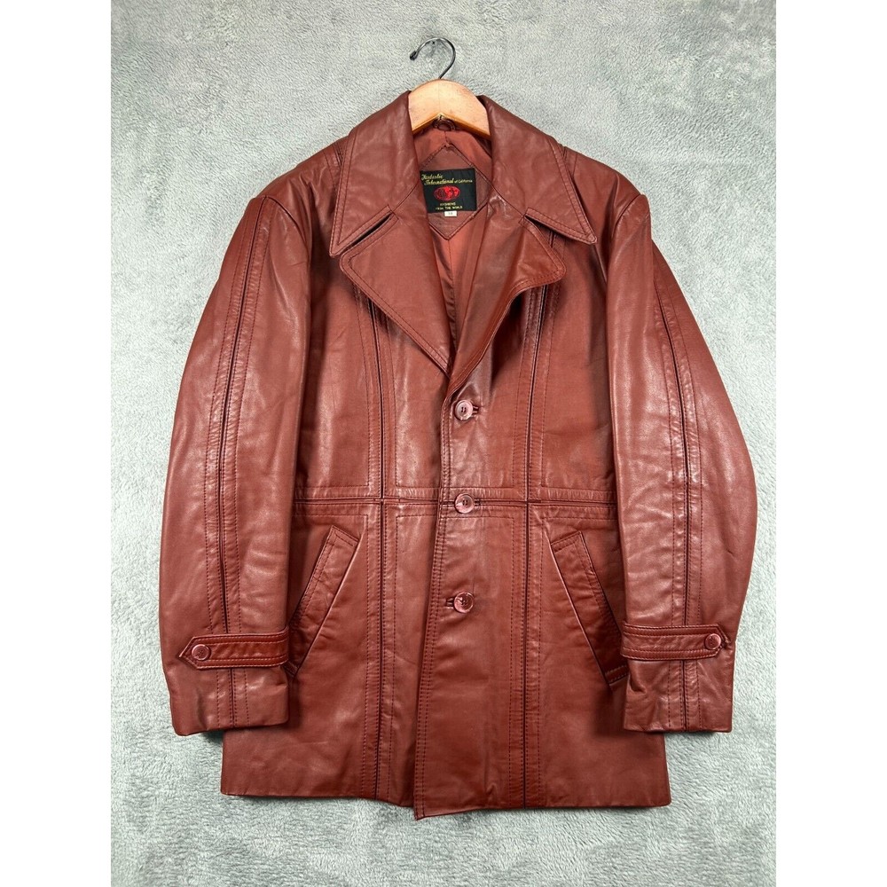 Mens 38 Jackets 70s Leather Blazer Sport Fantastic International California Rust